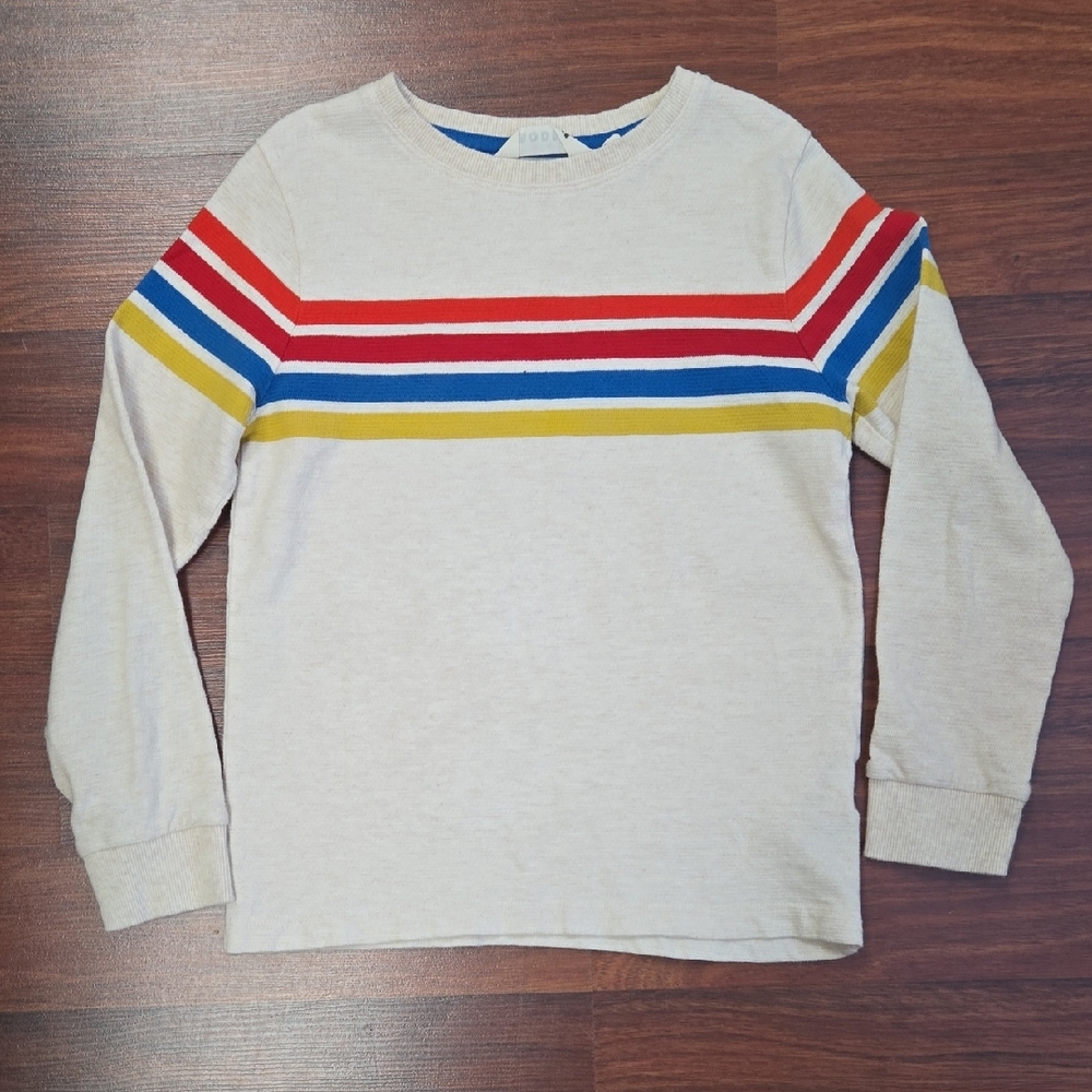 Mini Boden Cream and Blue Knit Lightweight Sweater/Long Sleeve 7-8yr